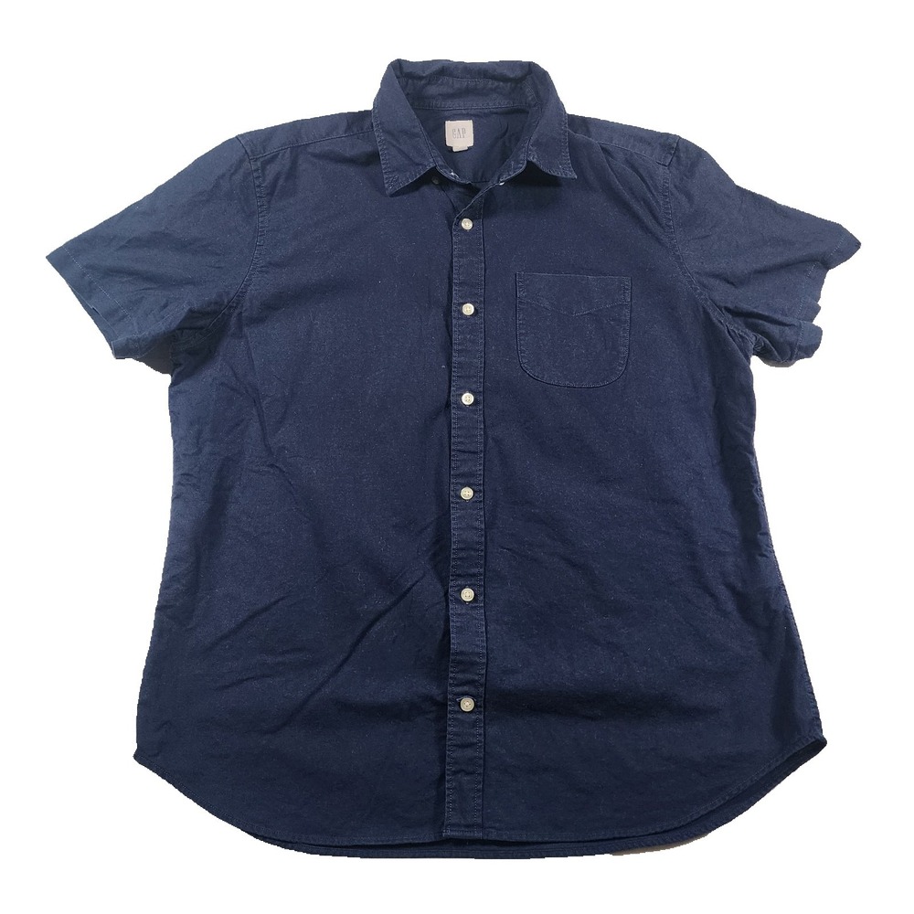 Gap Button Shirt Mens Large Short Sleeve Cotton Casual Pocket Collared Preppy